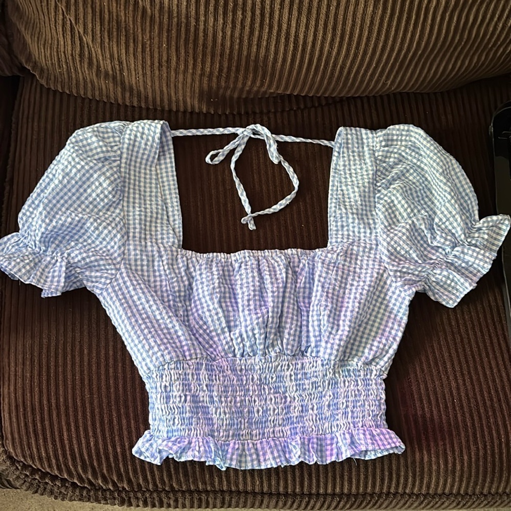 She + Sky gingham blouse size small